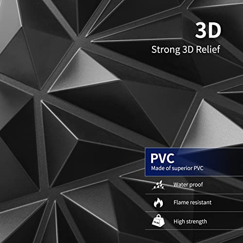 Art3dwallpanels 33 Pack 3D Wall Panels, Black PVC | Modern Raised 3D Wall Tiles, Waterproof Fireproof, 33 Sheets Large Pack, Easy DIY Mount for Residential Commercial Wall - color: Black