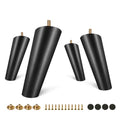 FoDau770 Rubber Wood Legs 5", Slant Taper, 5/16"-18 Thread, Black, 4pcs | Wood Couch legs - Mid Century Sofa Legs - Furniture legs Replacement for Cabinet Dresser Chair Ottoman - color: Black, size: 5 Inch - Slanted (80°)