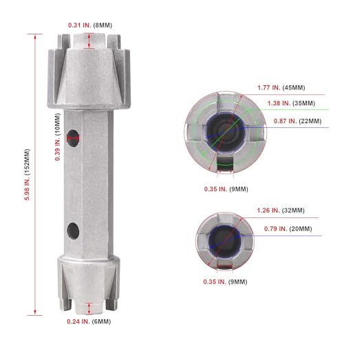 HAUTMEC Tub Drain Remover Wrench Tool Heavy Duty Aluminum Shower Bathtub Drain Removal Tool PL0030