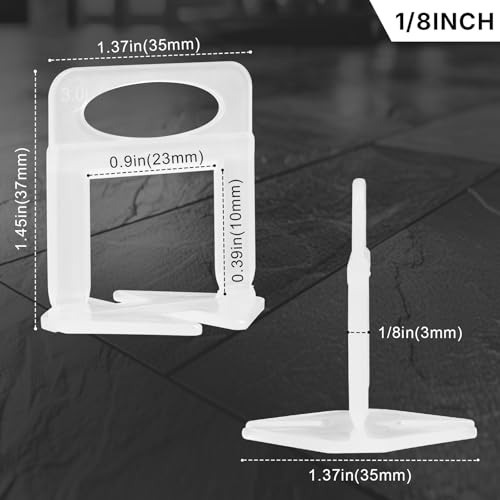 2400 Tile Spacers 1/8 Inch Tile Leveling Clips for Floor Tiles - size: 1/8 Inch*2400 Piece