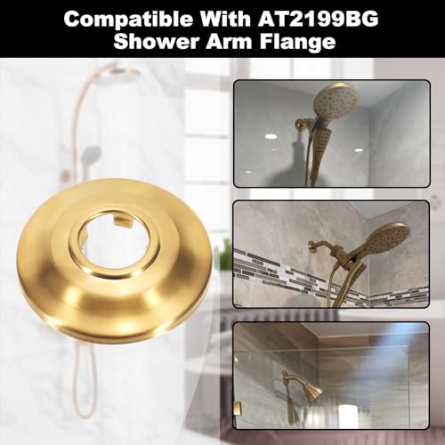 AT2199BG Shower Arm Flange,Replacement For AT2199BG Shower Flange Cover Plate,Brushed Gold Shower Head Flange,Universal Shower Arm Escutcheon,Shower Trim Kit Part.Brushed Gold