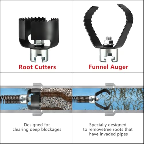 3-Piece Drain Auger Attachment Set 1-3/16" (30MM) for 4"-8" Pipe Cleaning – Includes Spiral Cutter, Grease Cutter, and Pin Key, Compatible with 1-1/4”,6/5” and 1-1/2”Cable - style: 30mm