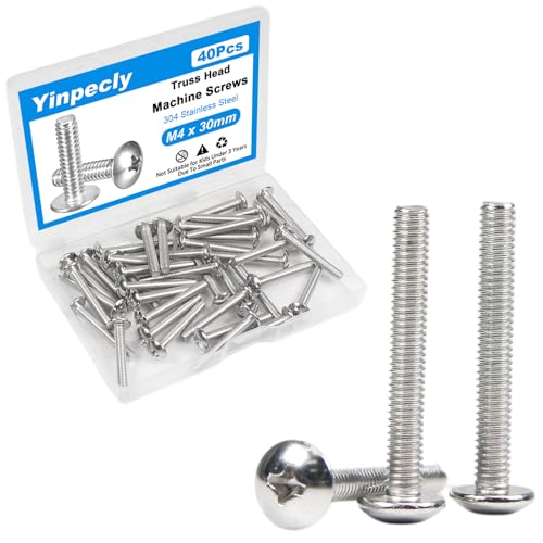 40Pcs M4 x 30mm Truss Head Machine Screws for Cabinet Pull - size: M4 x 30mm