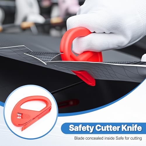 SINGARO 6PCS Vinyl Wrap Tool Kit, Window Tint Kits Include Felt Squeegee, Edge Trimmer Squeegee, Retractable Utility Knife and Blades, Vinyl Cutter Knife, Fits for Most Cars and Trucks - color: 6PC