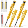 Hiboom 2 Pack Carpenter Pencils with Pencil Cap and 18 Refills, Yellow - color: Yellow
