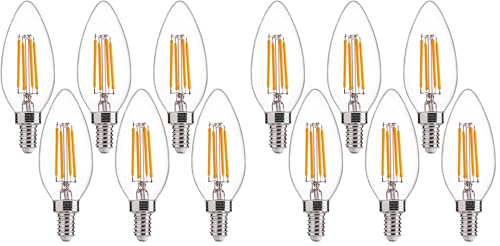 FLSNT 60W Equivalent LED Chandelier Light Bulbs, Dimmable, E12 Base, Clear B11 LED Filament Candelabra Bulbs, 2700K Soft White, 12 Pack - color: 2700k Soft White, size: 6 Count (Pack of 2)