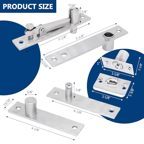 1 Pack | Heavy Duty Pivot Hinge Set with Door Ball Catch for Wood Door - HBL' Stainless Steel Hidden Door Hinge for Secret Door, 360 Degree Rotation, Invisible Pivot Door Hardware for Bookshelf.