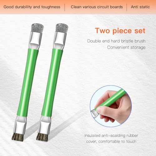 ESD Safe Anti-Static IC Cleaning Brush Tool -2Pcs Double Head Motherboard Hard Brush for IC Glue Removal,PCB Cleaning, Circuit Board Maintenance,Mobile Phone Repair - Green - color: Green