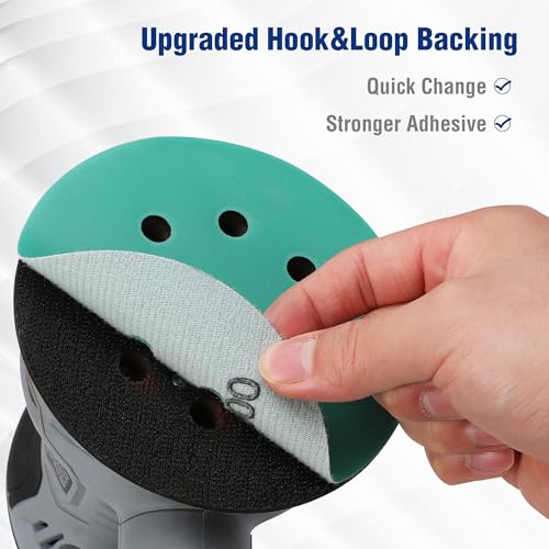 WORKPRO Sanding Discs Set, 5-Inch 8-Hole Hook and Loop, 150 Pack, Green - style: Premium Zirconia Random Orbital Sander Pads