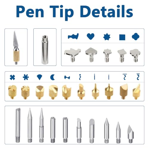 Wood Burning Kit, 32PCS Wood Burning Tool – Adjustable Temperature Soldering Iron Tool for DIY, Wood Carving, Embossing, and Craft Projects – Wood Burner Pen Set for Adults and Beginners - color: Blue