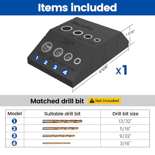Muzata Upgraded Multi-Angle Cable Railing Drill Guide Jig Black CT24 - size: Black