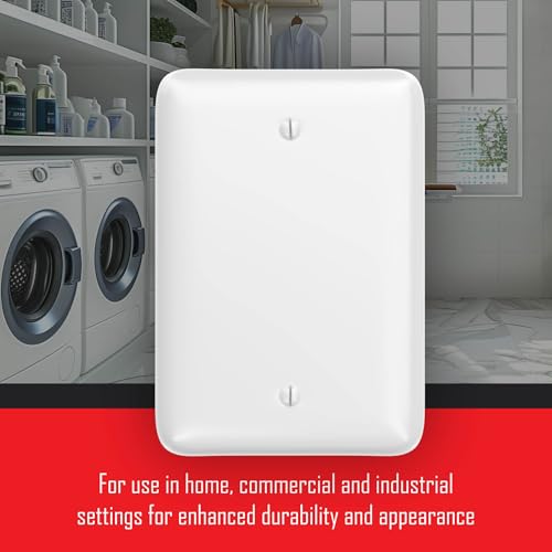 TayMac WMW-B 1-Gang White Smooth Metal Maxi Blank Wall Plate WMW-B, Outlet Cover Wall Plate with Screws, Electrical Outlet Cover Plate for 1 Device - style: White Smooth