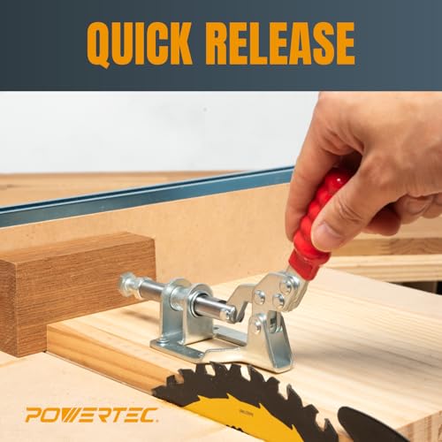 POWERTEC 6PK Toggle Clamp, 300lbs Holding Capacity, 302F Quick Release Push/Pull Clamp for Woodworking Jigs and Fixtures, Pocket Hole Jigs, Welding, CNC (20304-P6) - size: 302F, 6PK