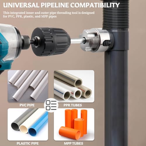 3Pcs PVC Pipe Threader Kit, 1/2, 3/4 and 1 Inch Pipe Thread Cutting Tool