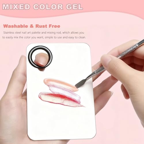 10Pcs Ombre Nail Brush Set, Silicone Chrome Powder Brush for Blooming & Aura Nails, French Tip Manicure, Nail Palette | Mixing Rod | Gradient Painting Pen Acrylic Nails Polish Design Tools