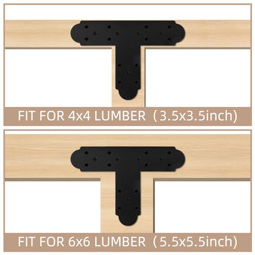 Black T Bracket, 2 pcs 13.5"x 2.9" T Shape Steel Flat Bracket Mending Plate 3mm Thickness for Wood, T Joining Brackets Connecting Brackets with Screws for Repair Wood Furniture - style: 3.5" Wide T Plate Bracket