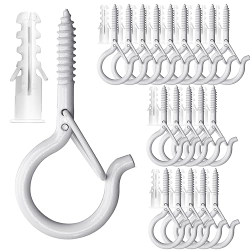 PlusRoc 20 Pack Screw Hooks for Hanging Plants Outdoor Lights(White) - color: White