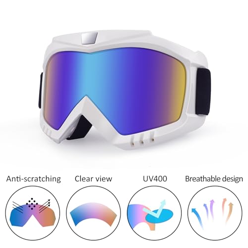 Motocross Goggles - MX Goggles for ATV, Motorcycle, Dirtbike Riding - color: (Black & White)color Lens