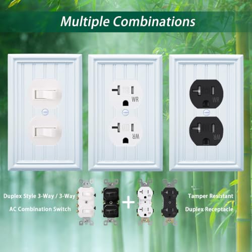 White Natural Material Duplex Receptacle Cover, Outlet Covers (4-Pack) - size: Single Duplex