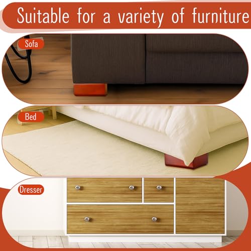 Geelin 4 Pack Wooden Furniture Risers 2 Inch High L‑Shaped Bed Risers with Metal Screws and Anti-Slip Pads Furniture Legs Couch Legs Replacement Sofa Feet for Coffee Table Bed Dresser (Brown) - color: Brown, size: 2 Inch