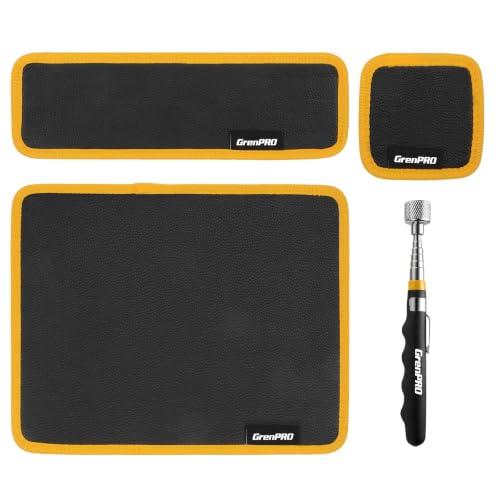 GRENPRO Magnetic Tool Mat, 4-Pack, Telescoping Pickup Tool, Parts Organizer - color: black-4pc