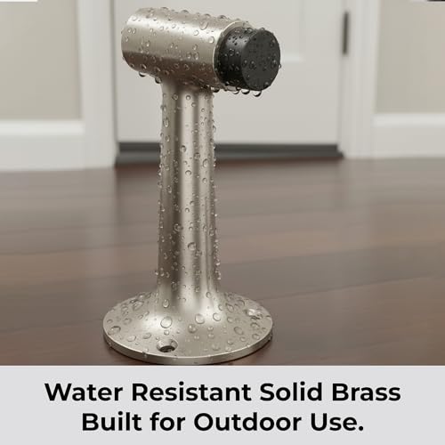 Heavy Duty 6″ Door Stopper, Solid Brass Commercial Grade, Floor Mount - Satin Nickel Finish (US15) - color: Satin Nickel