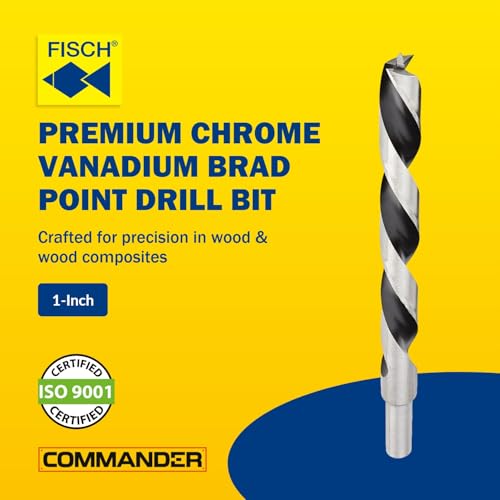 Chrome-Vanadium Brad Point - Ground Wood Drill Bit Woodworking - 1 Inch | Chrome-Vanadium Brad Point Ground Wood Drill Bit, Wood Drill Bit, Precision Drilling for Woodworking, DIY & Professional Use - size: 1 in