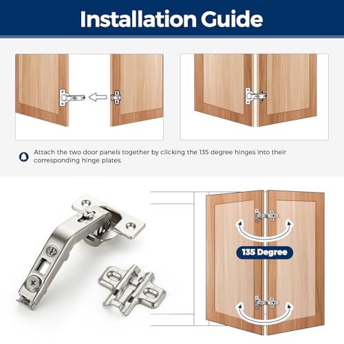 Ravinte Kitchen Cabinet Hinges,135 Degree Door Hinges, 1 Pairs 2 Pack - size: 135 Degree