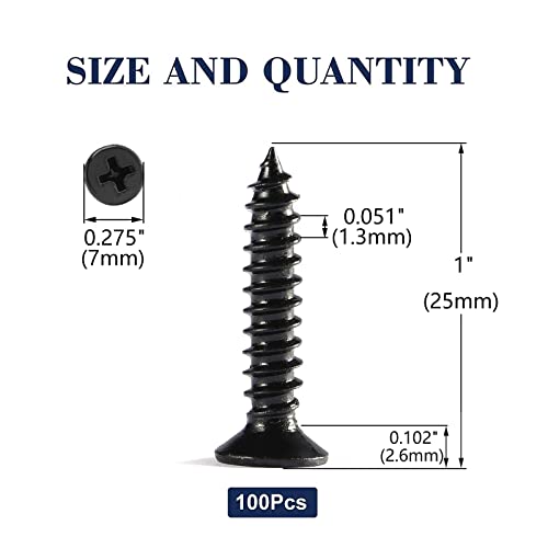 #6 x 1 Wood Screw 100Pcs 18-8 (304) Stainless Steel Screws Flat Head Phillips Fast Self Tapping Drywall Screws Black Oxide by SG TZH - size: #6 x 1"