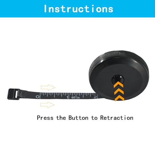 Tape Measure,60 Inch Soft Measuring Tape for Body Fabric Sewing - color: Black
