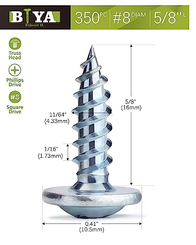 Wood Screws,#8×5/8 inch 350Pcs Silver Phillips Truss Head Screws - color: Silver, size: #8×5/8"