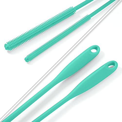 Silicone Straw Brush 4 Pack, Teal