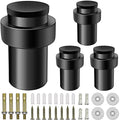 Door Stoppers 2.5 Inch Floor Door Stop Cylindrical Black Doorstop Rubber Bumper Wall Protector, Stainless Steel Heavy Duty Door Stopper for Bottom of Doors, 4 Pack