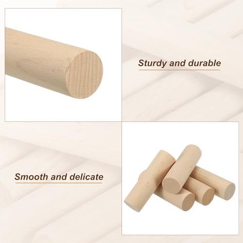 PATIKIL 1-1/5 x 4 Inch Dowel Rods Wood Sticks Unfinished Round Dowels 10pcs - size: 1-1/5"x4"