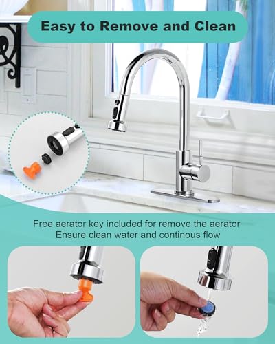 ARCORA Pull Down Kitchen Faucet Head Replacement with 13 Adapters, 3 Modes - color: Chrome