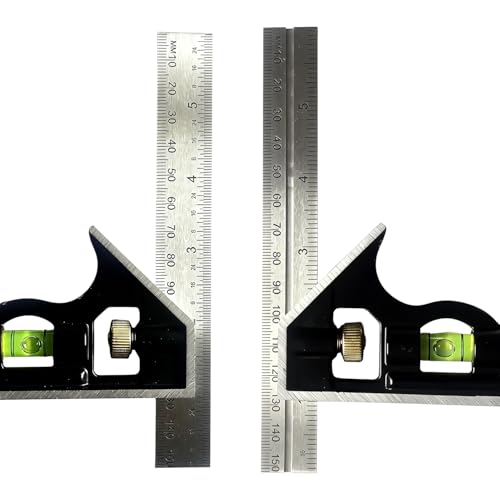 Combination Square, 6-Inch Precision Combo Square with Stainless Steel Ruler, Zinc Alloy Body & Bubble Level – Multi-Function Measuring Tool for Woodworking, Carpentry, and DIY Projects