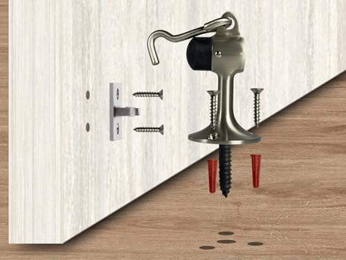 QCAA Door Stop, Solid Brass, Height 3-15/16", Satin Nickel, 2 Pack, Made in Taiwan - color: 3-15/16", size: 2 Pack