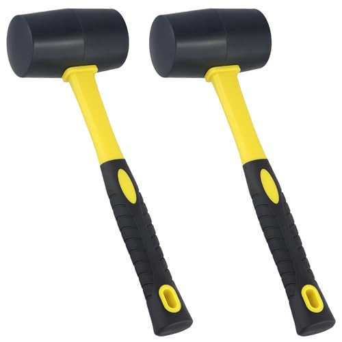 HOZEON 2 PCS 24oz Rubber Mallet Hammer, Durable Rubber Hammer with Non-Slip Handle for Tent Stakes, Woodworking, Flooring Installation and Camping