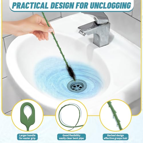 35.5 Drain Clog Remover Tool (1pc), 30 Inch Sink Snake Drain Tool (5 pcs) & 59 Inch Tube Drain Brush (3 pcs), Effective Hair Drain Clog Remover for Toilet, Kitchen Sink, Bathroom, Shower, Sewer