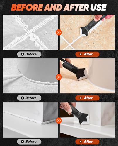 Saker Silicone Caulking Tool 3-in-1 Grout Removal Tool Classic Black - style: Classic Black