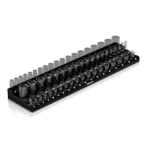 Olsa Tools Magnetic Socket Holder 3/8-Inch Drive Metric, Black, 54 Slots - color: Black, size: 3/8-Inch Drive, Metric
