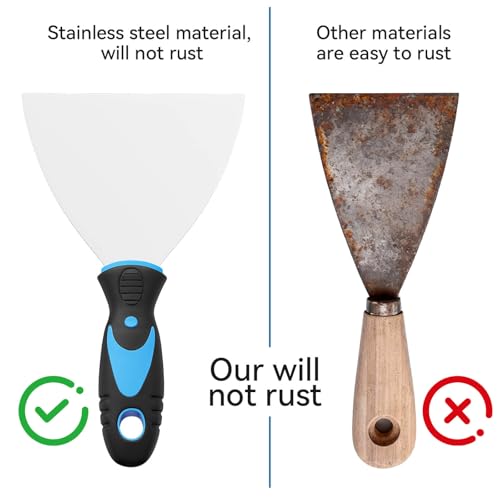 6 Pack Putty Knife Set – Stainless Steel Spackle & Paint Scrapers (1", 1.5", 2", 3", 4", 5") | Flexible Metal Scraper Tools for Drywall Repair, Wallpaper Removal, Plaster & Adhesive
