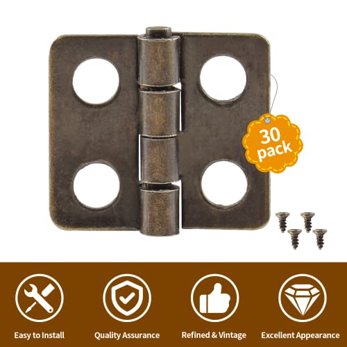 Mini Hinges, 13 x 12 mm, Antique Bronze, 30 Pcs - color: Bronze(30pcs), size: 13 x 12mm