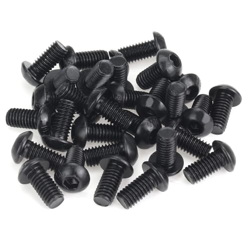 35 Pieces M6 x 12mm Button Head Socket Cap Screws, Thread Pitch 1.0mm, Sutemribor M6 Black Screws, 10.9 Grade Alloy Steel, Black Oxide Finish, Fully Threaded - size: M6 x 12mm, style: Button Head