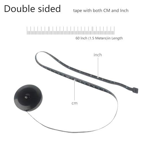 GDMINLO 3 Pack Tape Measure Measuring Tape for Body Fabric Sewing Tailor Cloth Knitting Craft Weight Loss Measurements Retractable, Small Push ButtonDouble Scales Rulers 60-inch 1.5 Meter (Black)