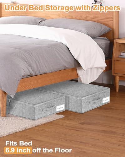 punemi 6.7 in Tall Sturdy Under Bed Storage Containers with Lid, 2Pack,Gray - color: Grey, size: 2 Pack-6.7 inch Tall-Structured