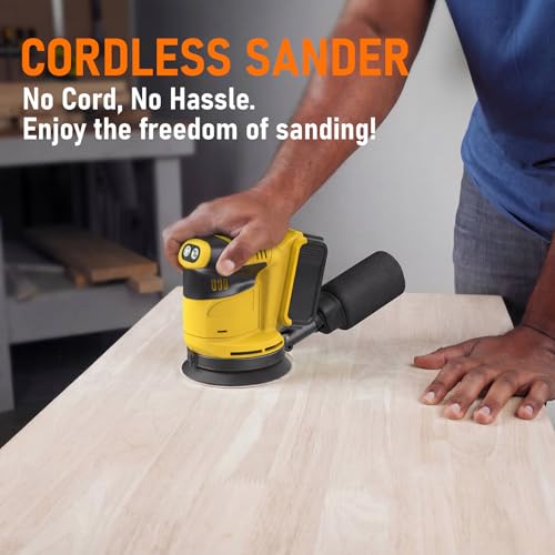 Cordless Random Orbital Sander Compatible with DeWalt 20V MAX Battery (No Battery) 5-Inch Brushless Electric Sander with 3-Speed & Dust Collector, for Woodworking, Metal& DIY Sanding