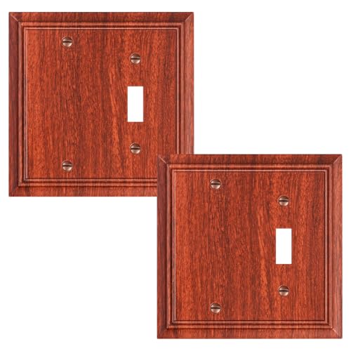2-Pack Natural Bamboo Fiber Combo Blank/Toggle Light Switch Cover Plate - color: Wood Grain, size: 1 Blank/1 Toggle 2PK