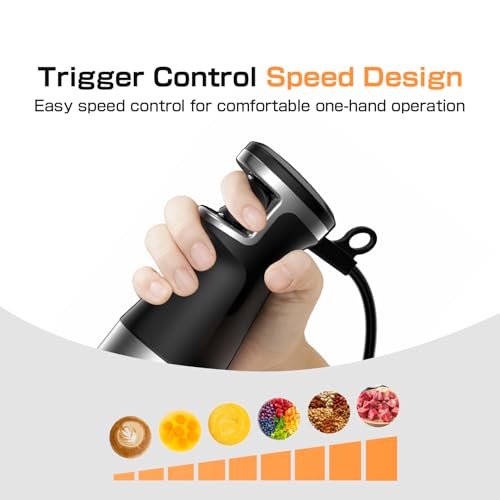 Turelar Immersion Blender Handheld 3-in-1 Hand Blender Set 1100W Heavy Duty - color: Black, size: 3 in 1