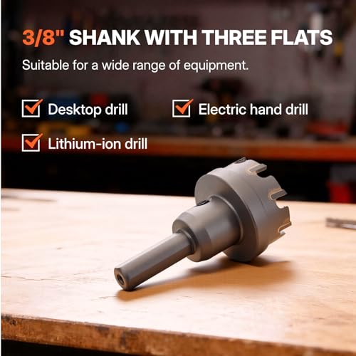5PCS Carbide Hole Cutter Kit, Hole Saw Set with 2 Pilot Drill Bits & Aluminum Storage Case, 7/8", 1-1/8", 1-3/8" Metal Hole Saw Kit for Stainless Steel, Sheet Metal, Iron, Aluminum & Electricians